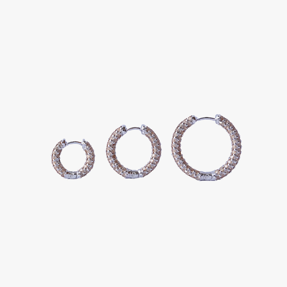Colorful mini hoop beige silver