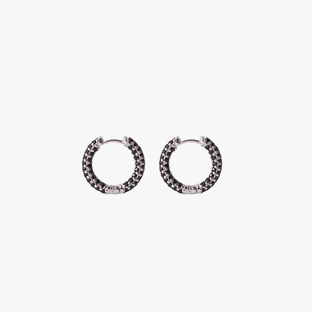 Colorful mini hoop black silver