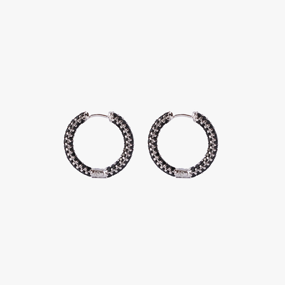Colorful mini hoop black silver