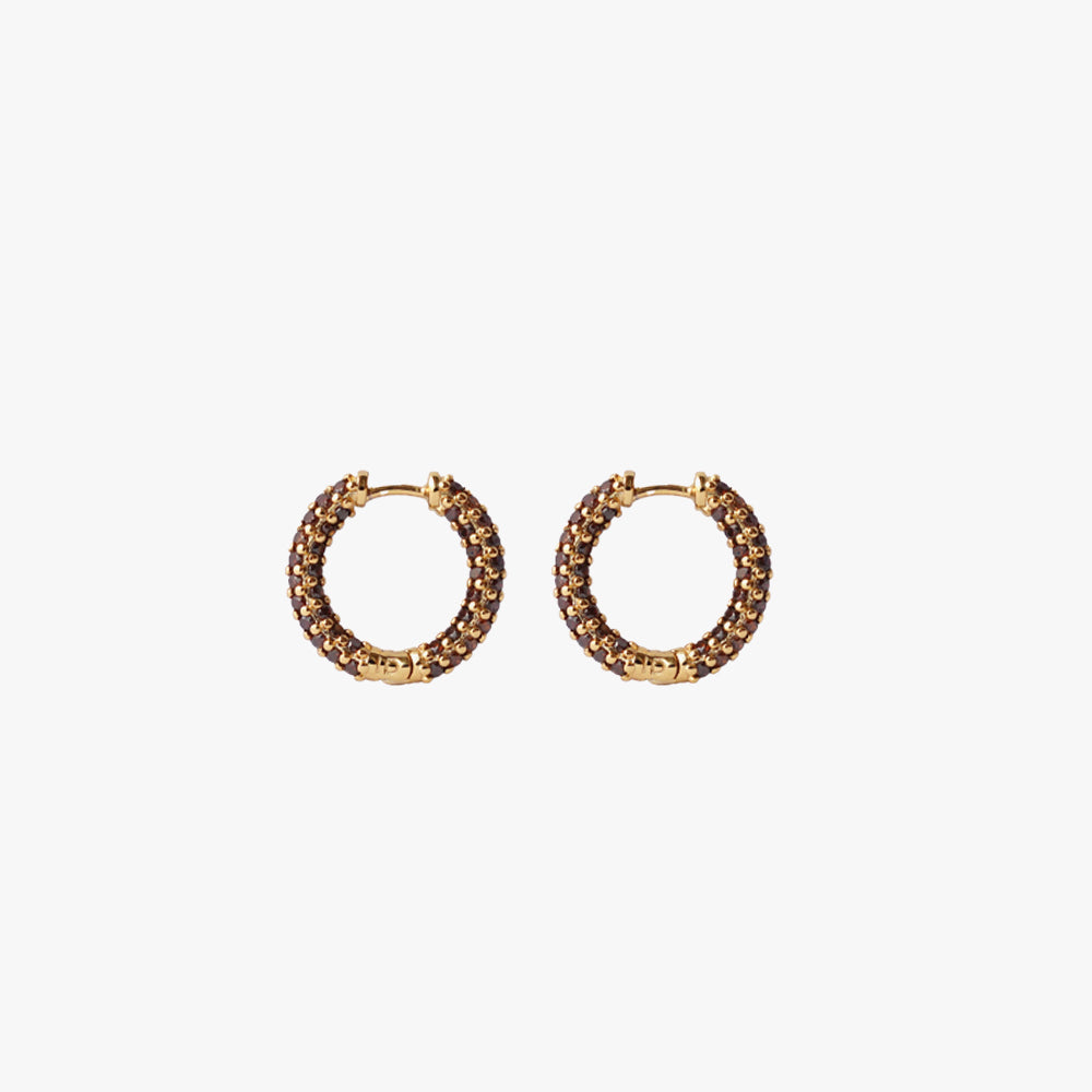 Colorful mini hoop brown gold