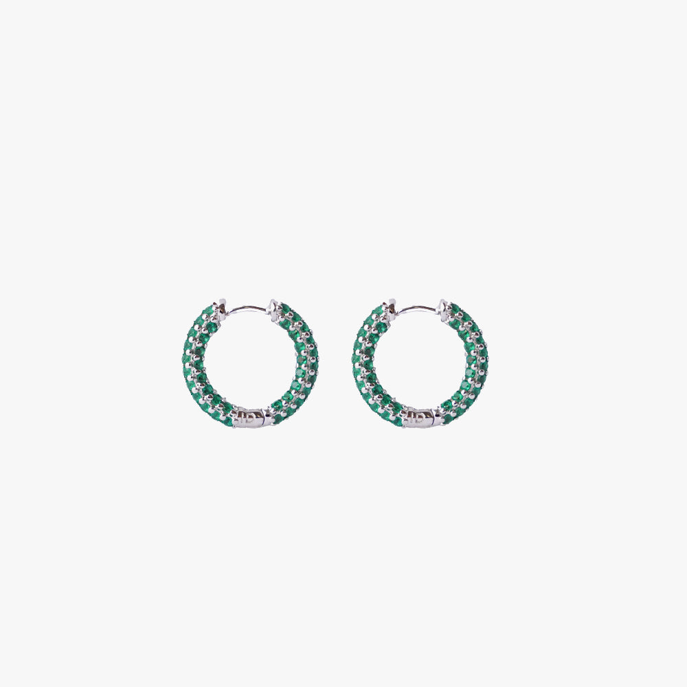 Colorful mini hoop green silver