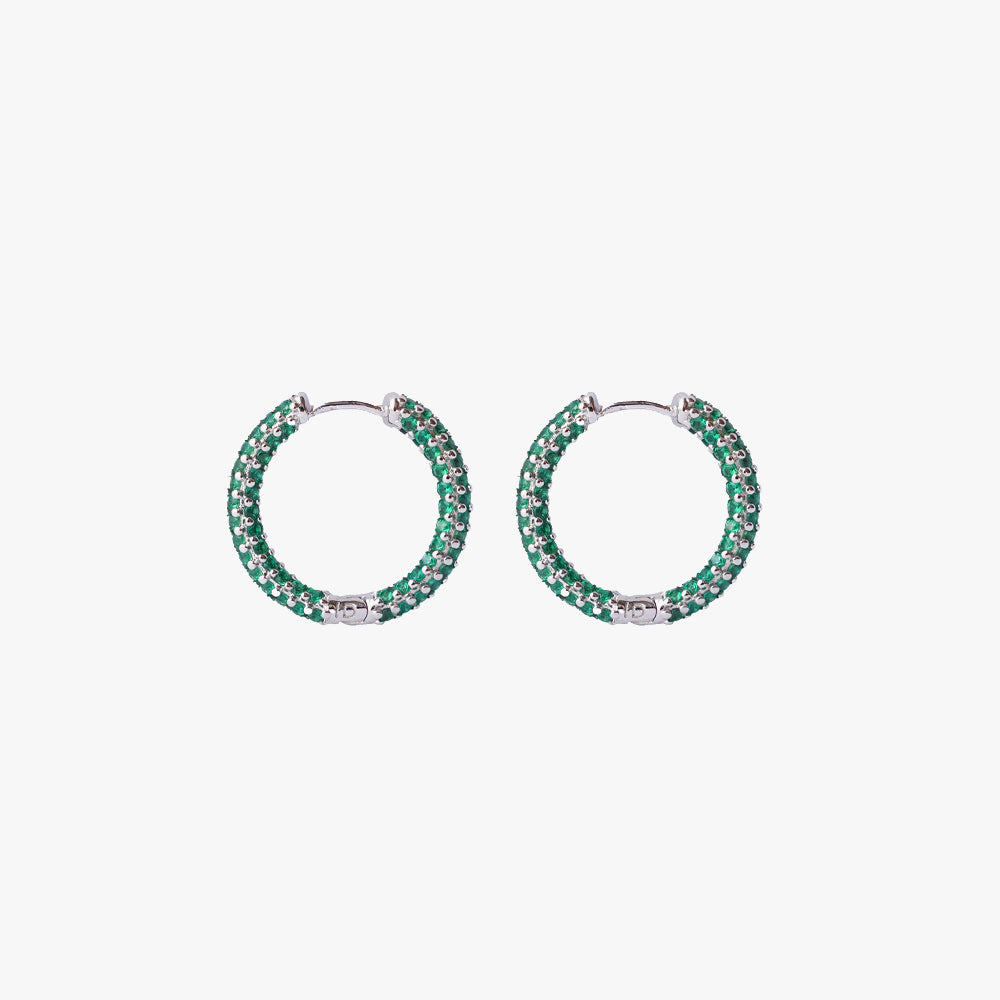 Colorful mini hoop green silver