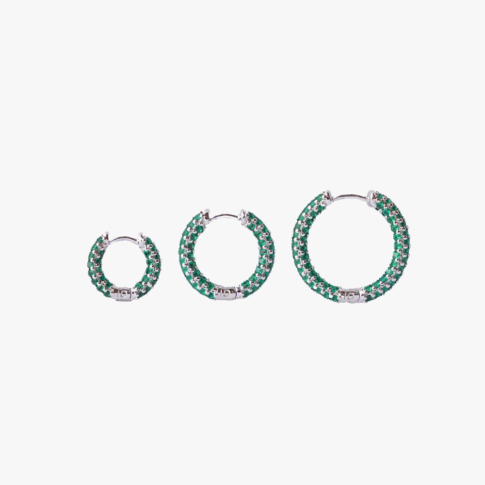 Colorful mini hoop green silver