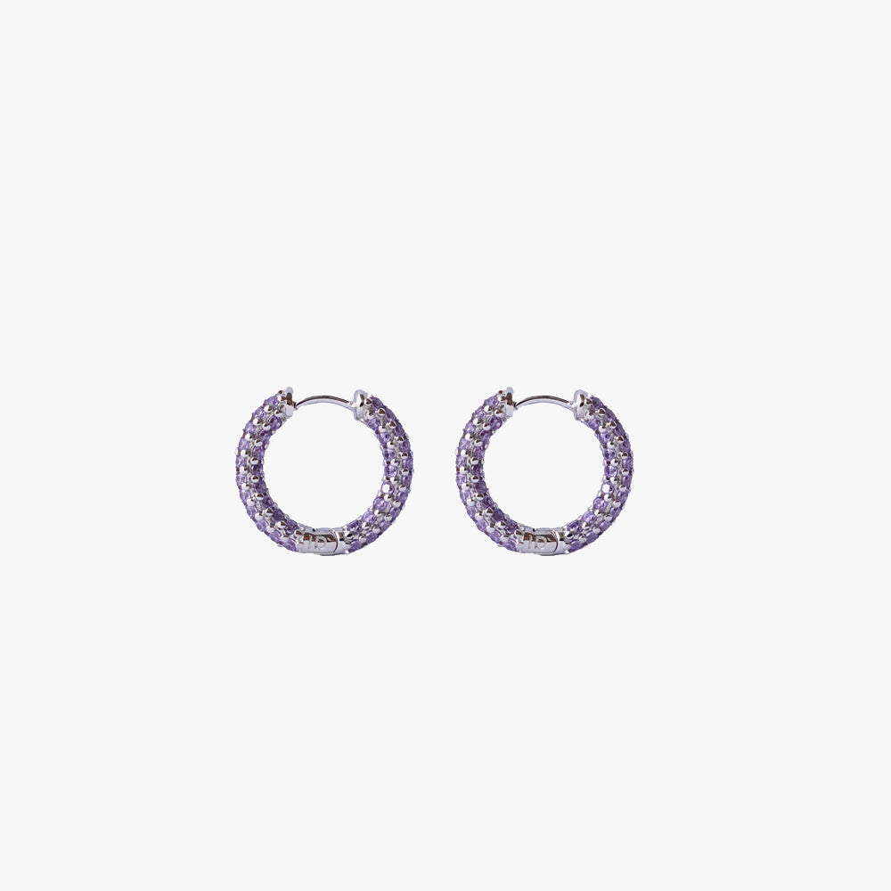 Colorful mini hoop lilac silver