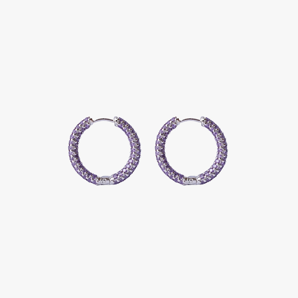 Colorful mini hoop lilac silver