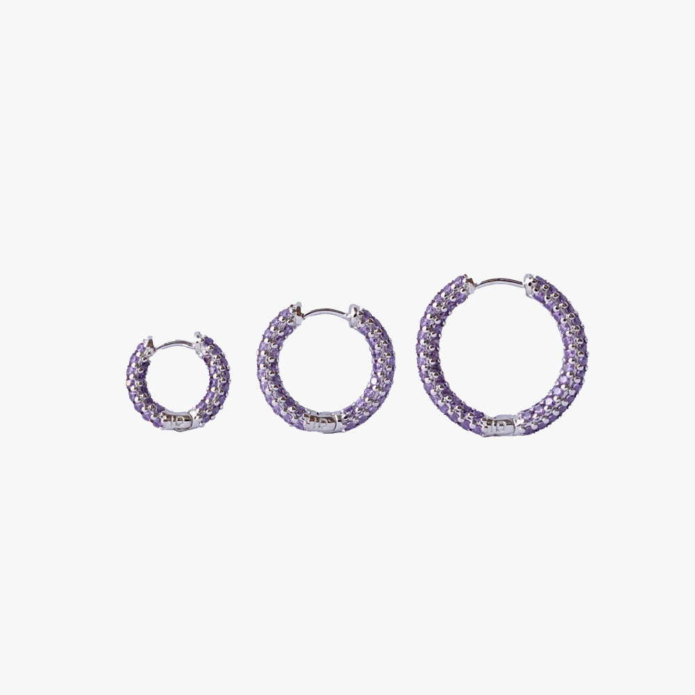Colorful mini hoop lilac silver