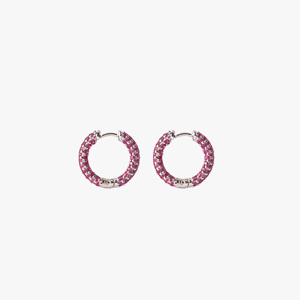 Colorful mini hoop pink silver