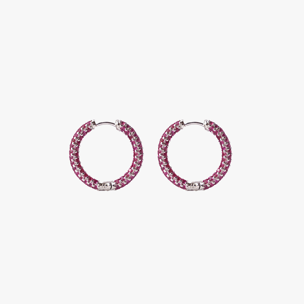Colorful mini hoop pink silver
