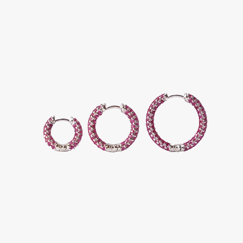 Colorful mini hoop pink silver