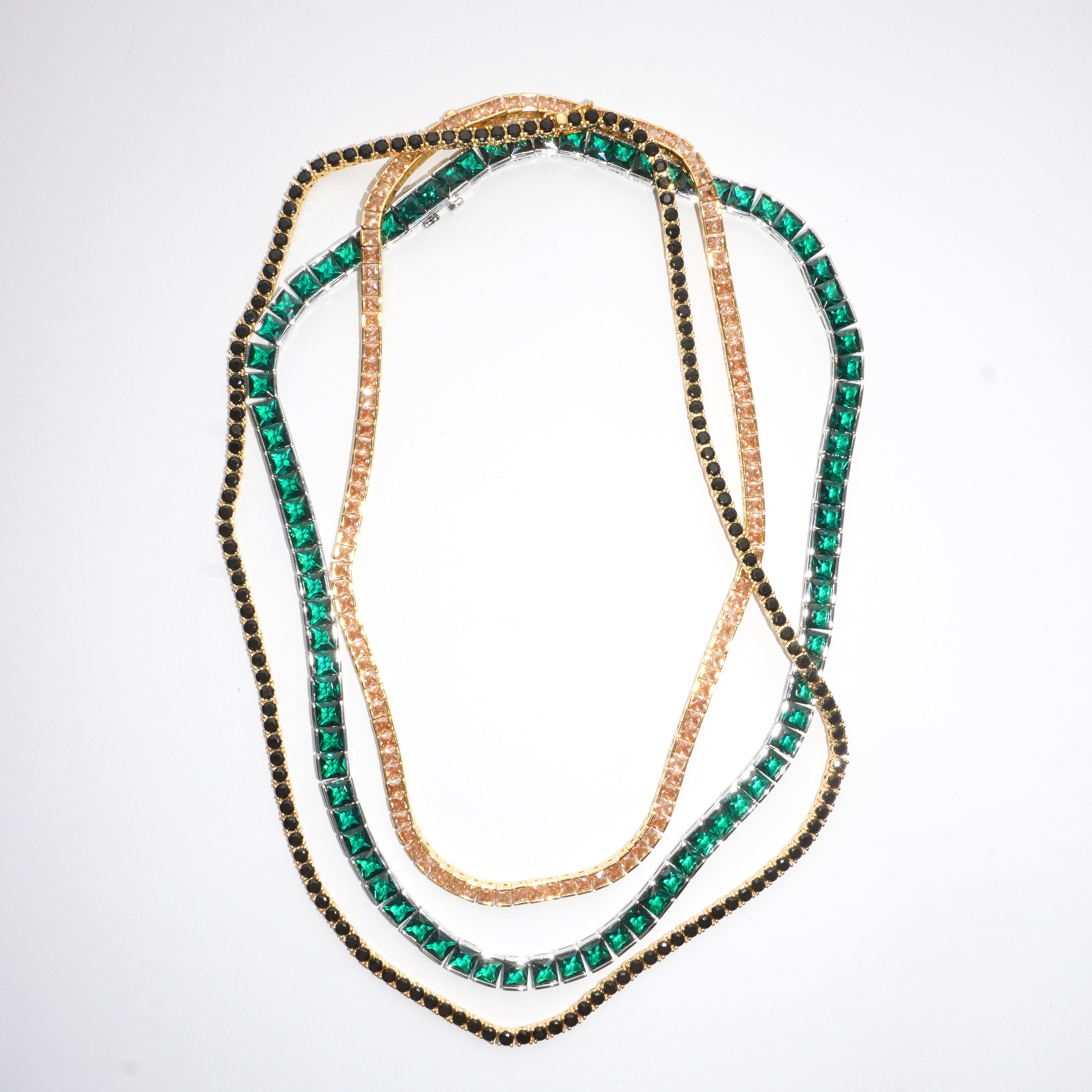 ベストセラー♪【CRAFTD London】Green Tennis Chain Silver 3mm 3mm Tennis Emerald Green Chain - 6 ICE, LLC