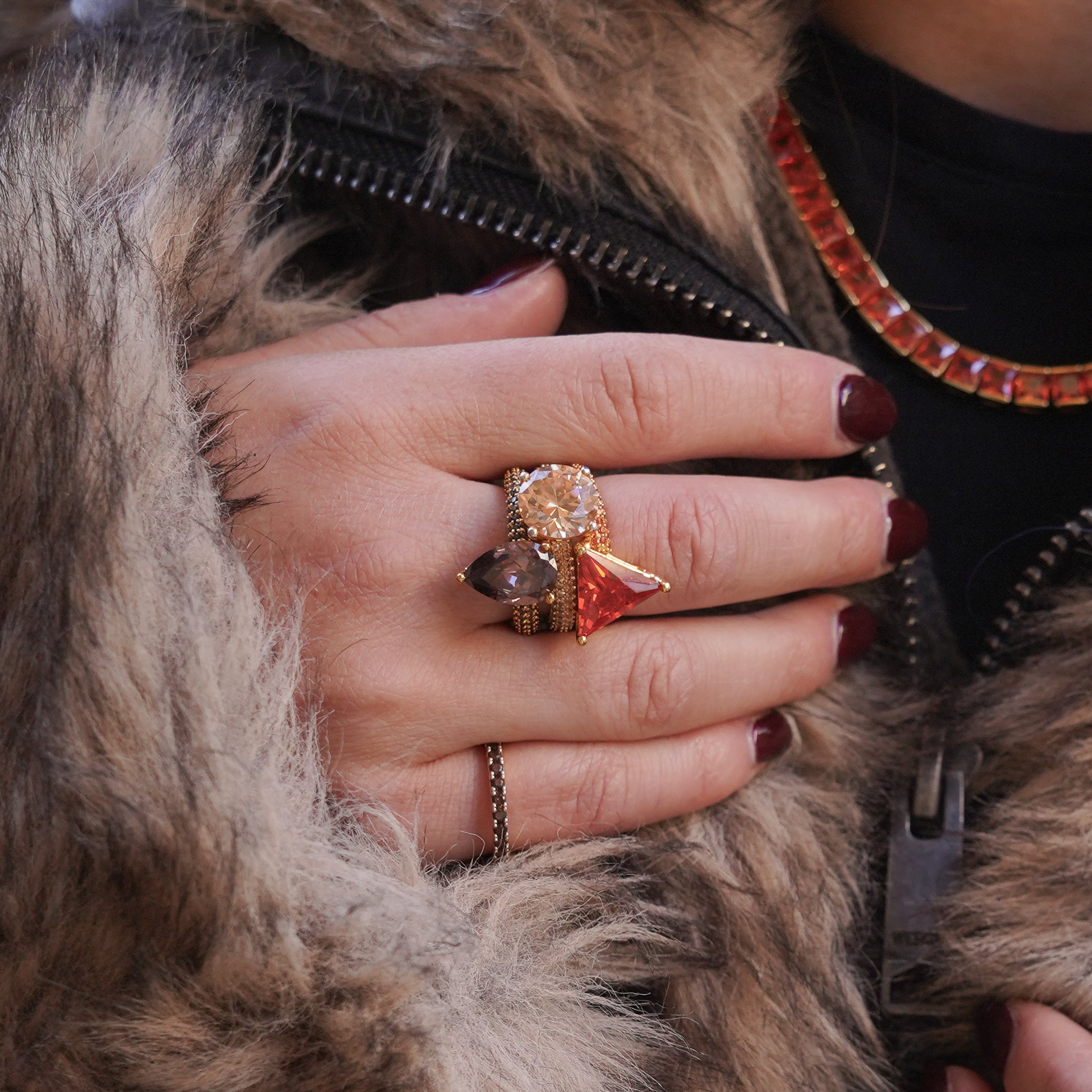 Mega triangle ring orange gold