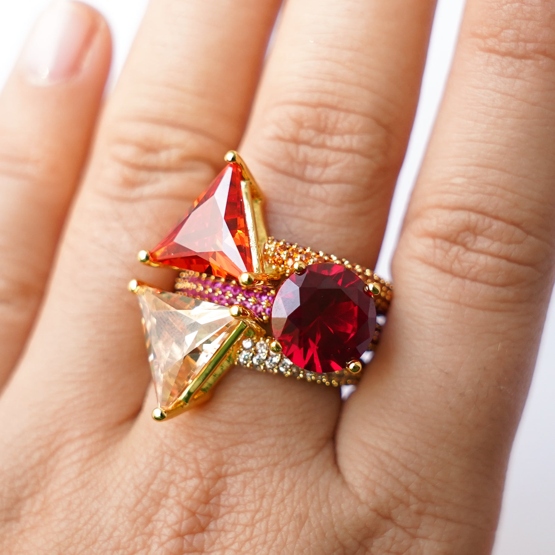 Mega triangle ring orange gold