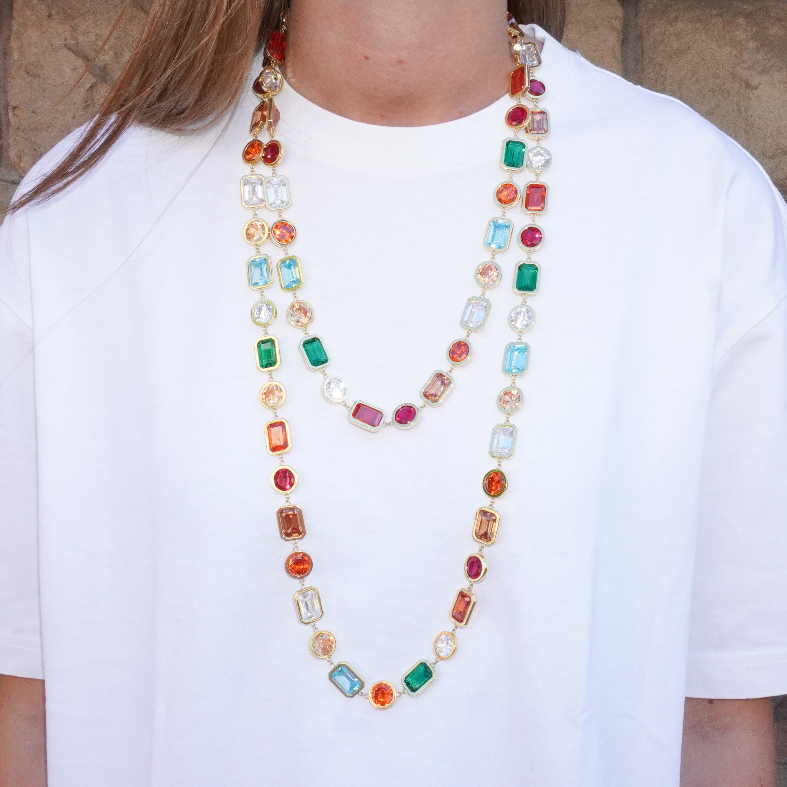 Mega necklace long multi gold