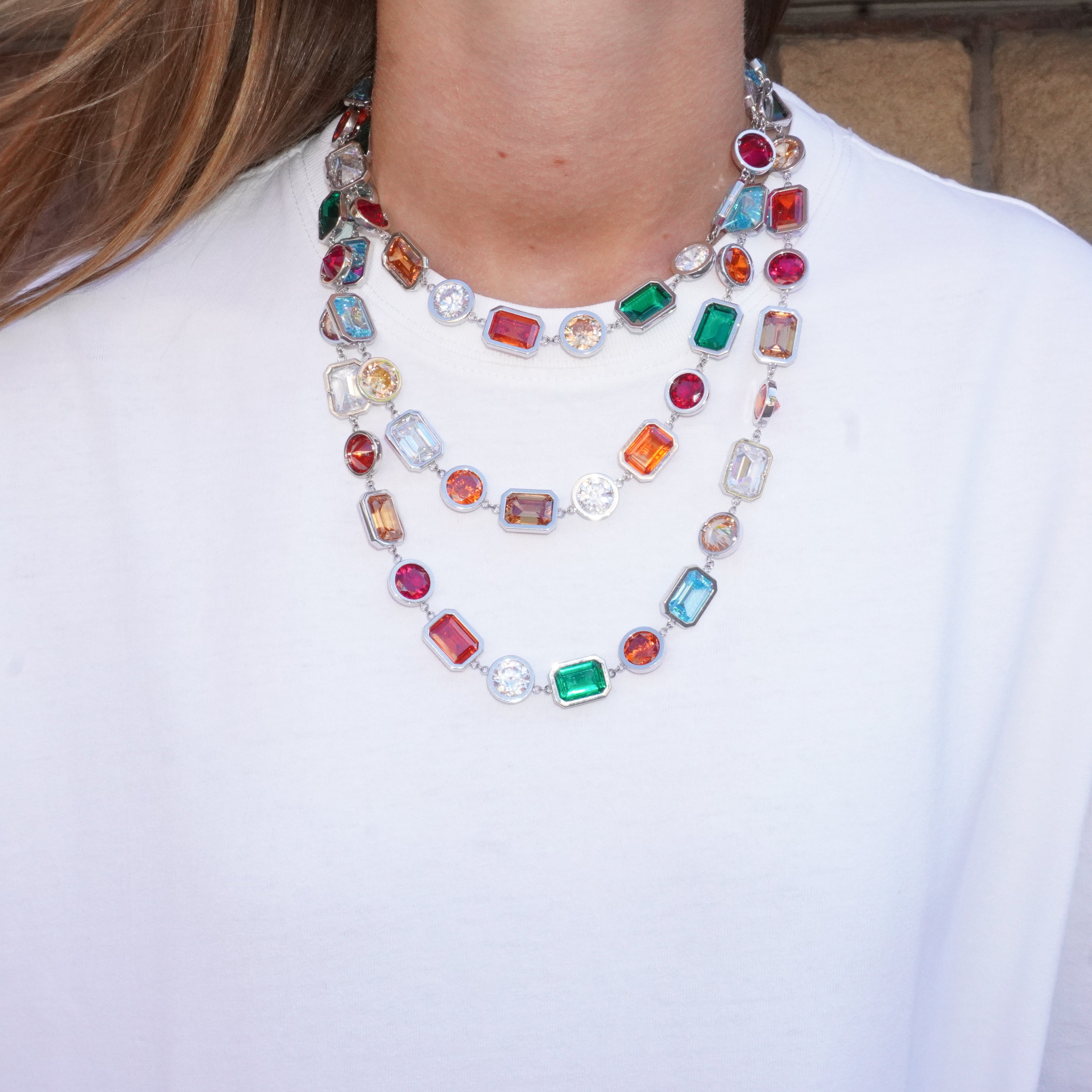 Mega necklace long multi silver