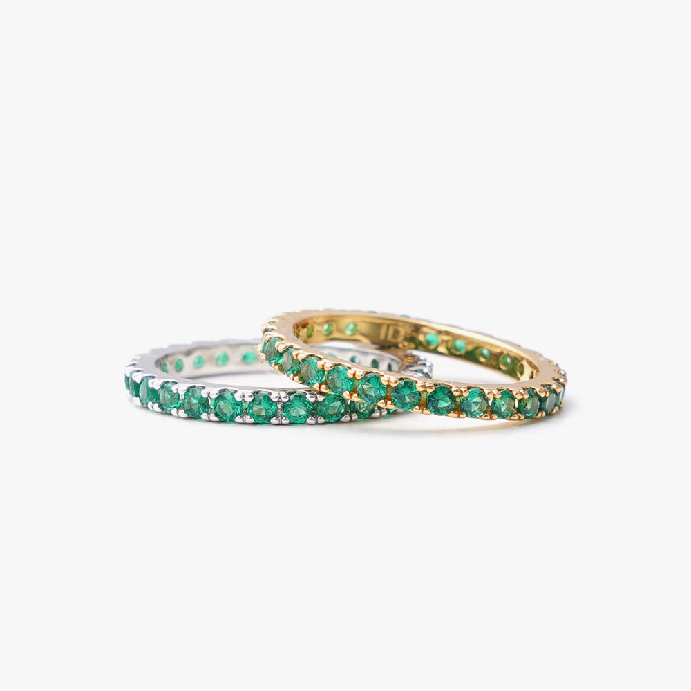 Colorful ring slim green silver