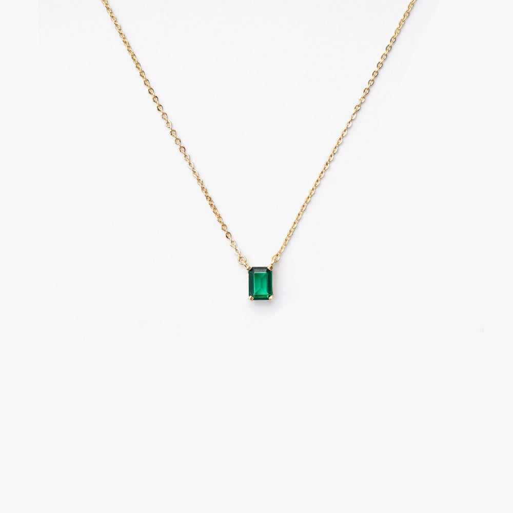 One stone necklace green gold
