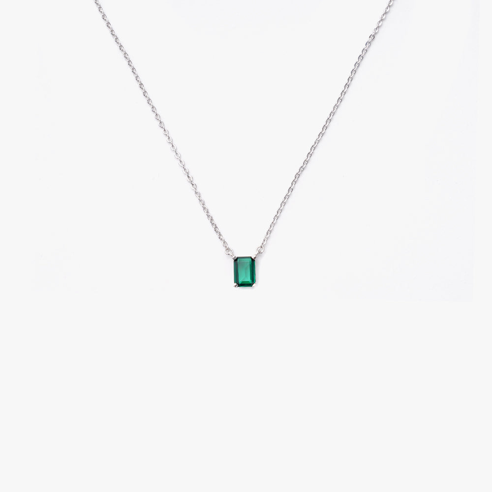 One stone necklace green silver