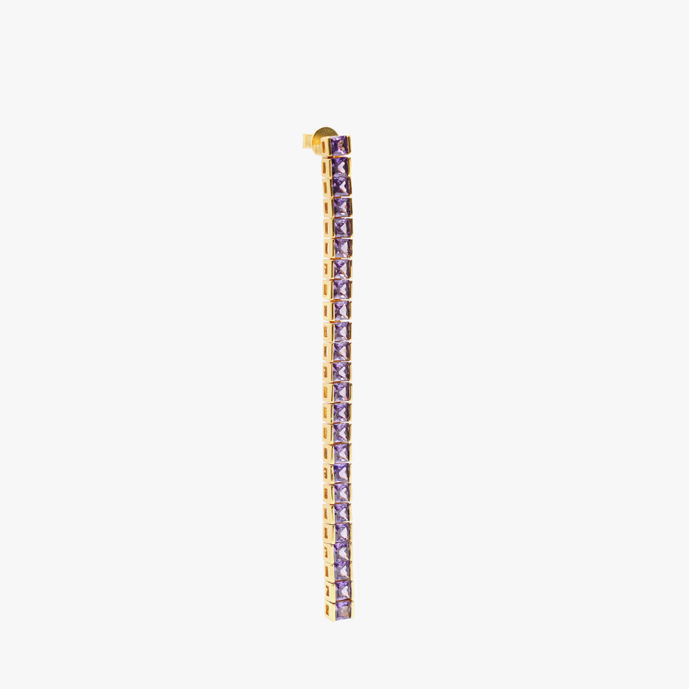Square tennis earring lilac gold