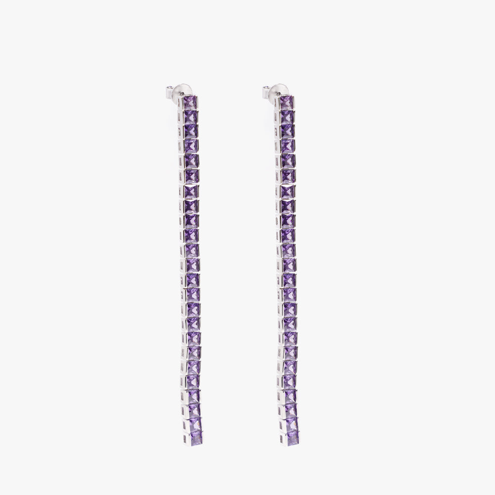 Square tennis earring lilac silver