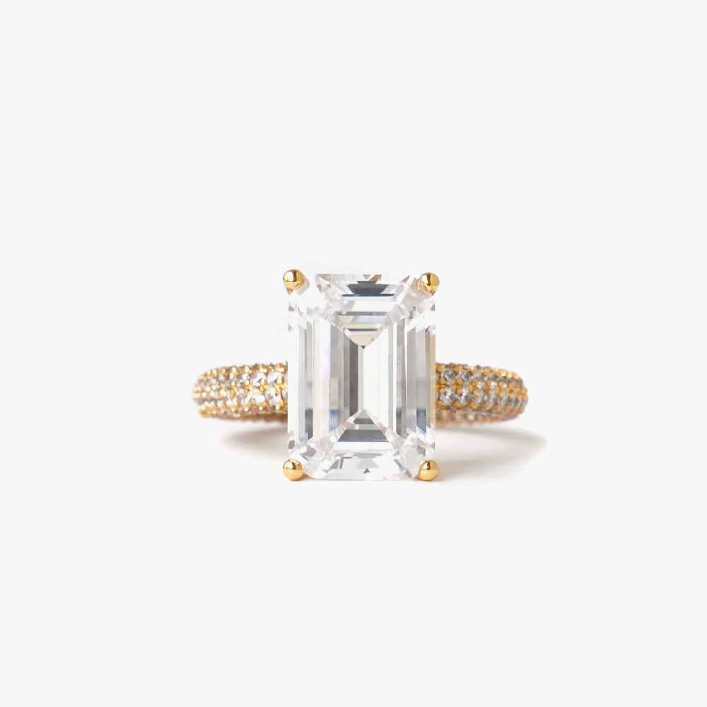 Mega rectangle ring white gold