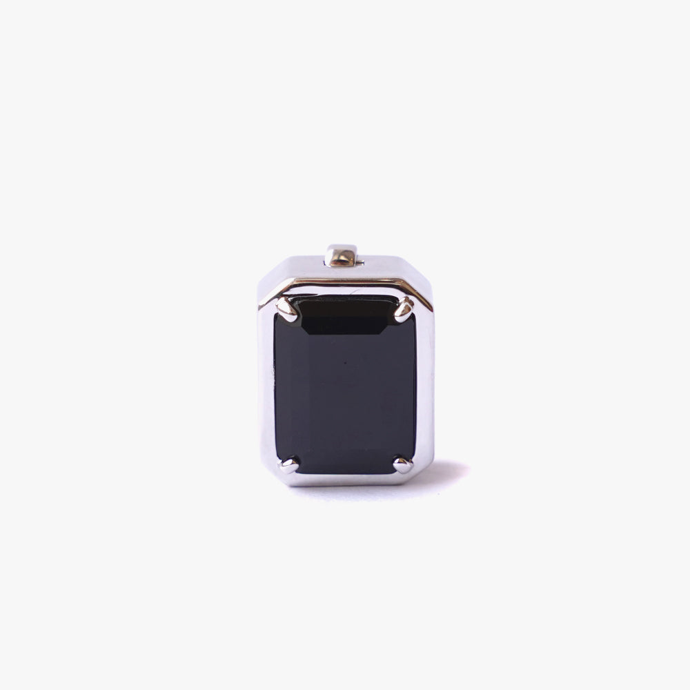 Mega rectangle button cover black silver