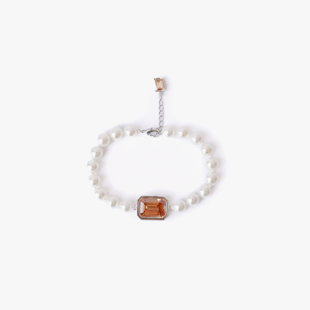 Mega pearl bracelet beige silver