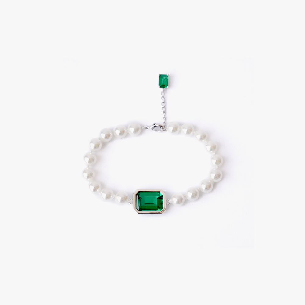 Mega pearl bracelet green silver