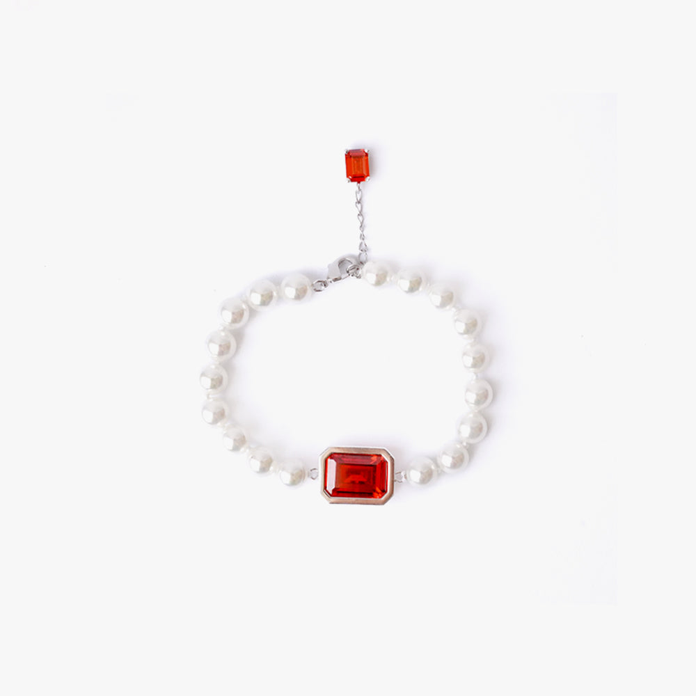 Mega pearl bracelet orange silver