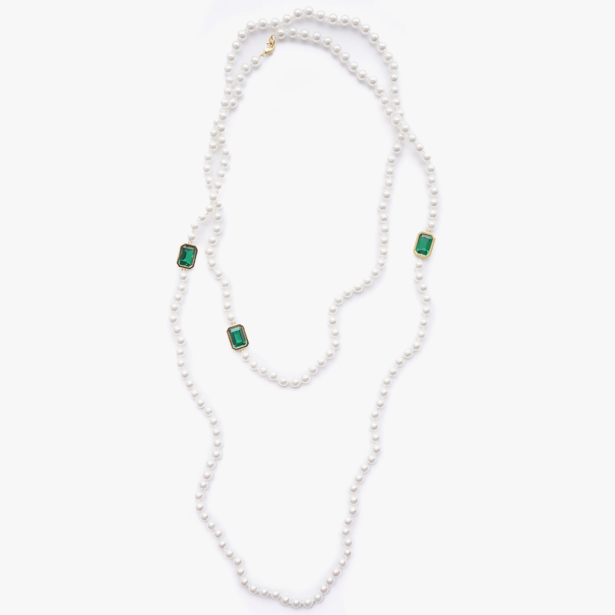 Mega pearl necklace green gold