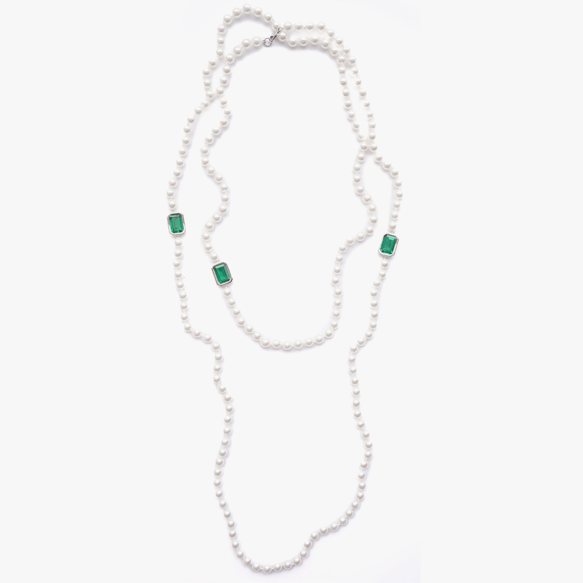 Mega pearl necklace green silver