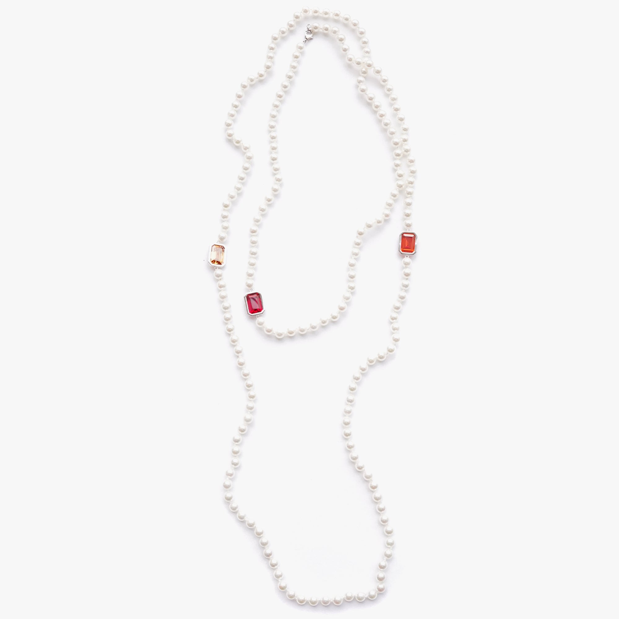 Mega pearl necklace multi silver