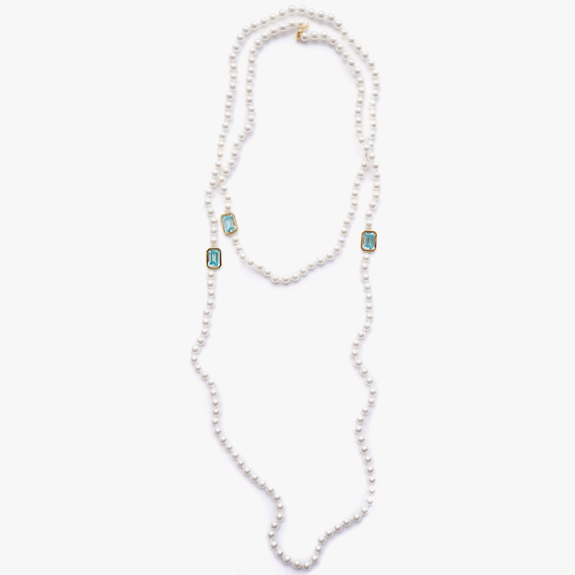Mega pearl necklace turquoise gold