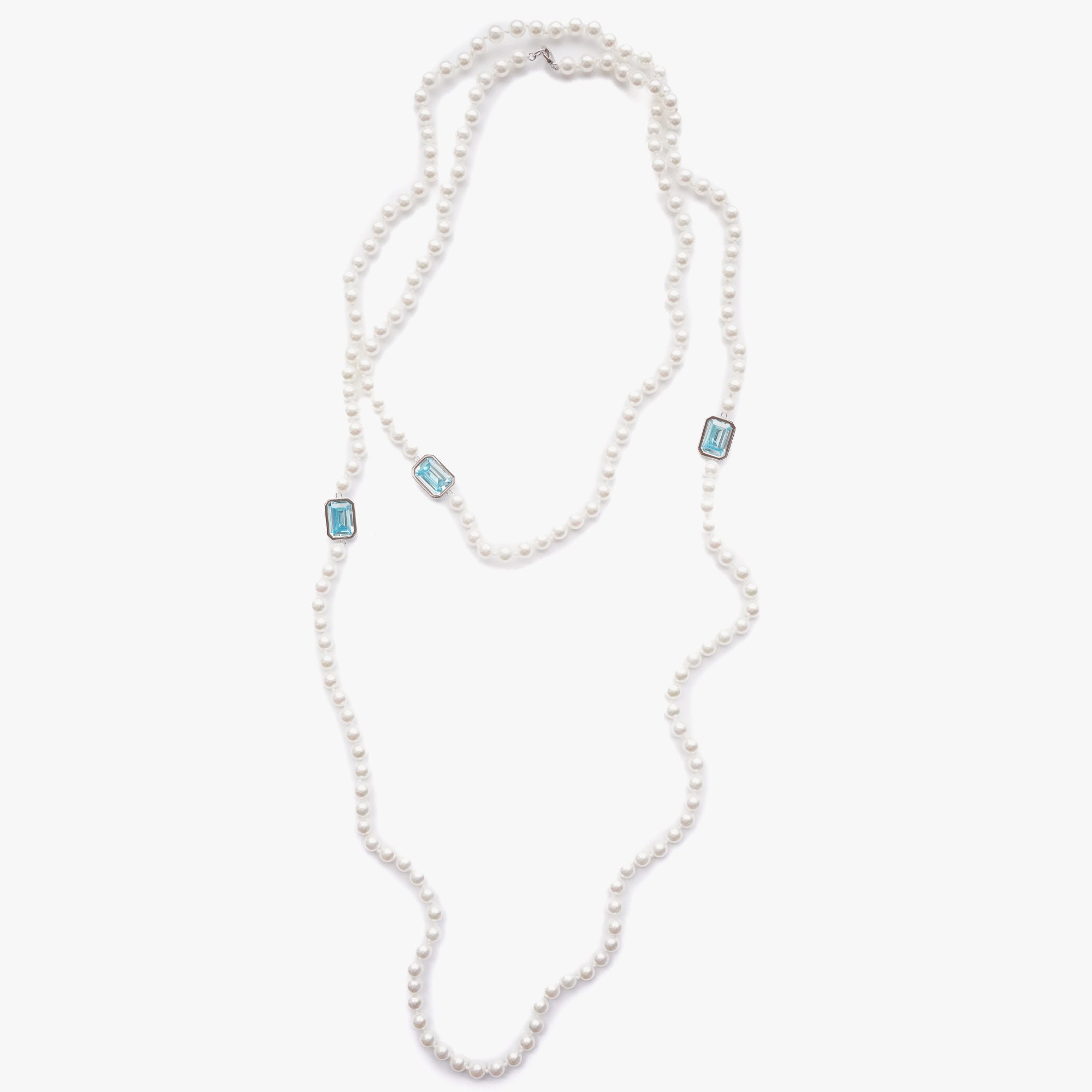 Mega pearl necklace turquoise silver