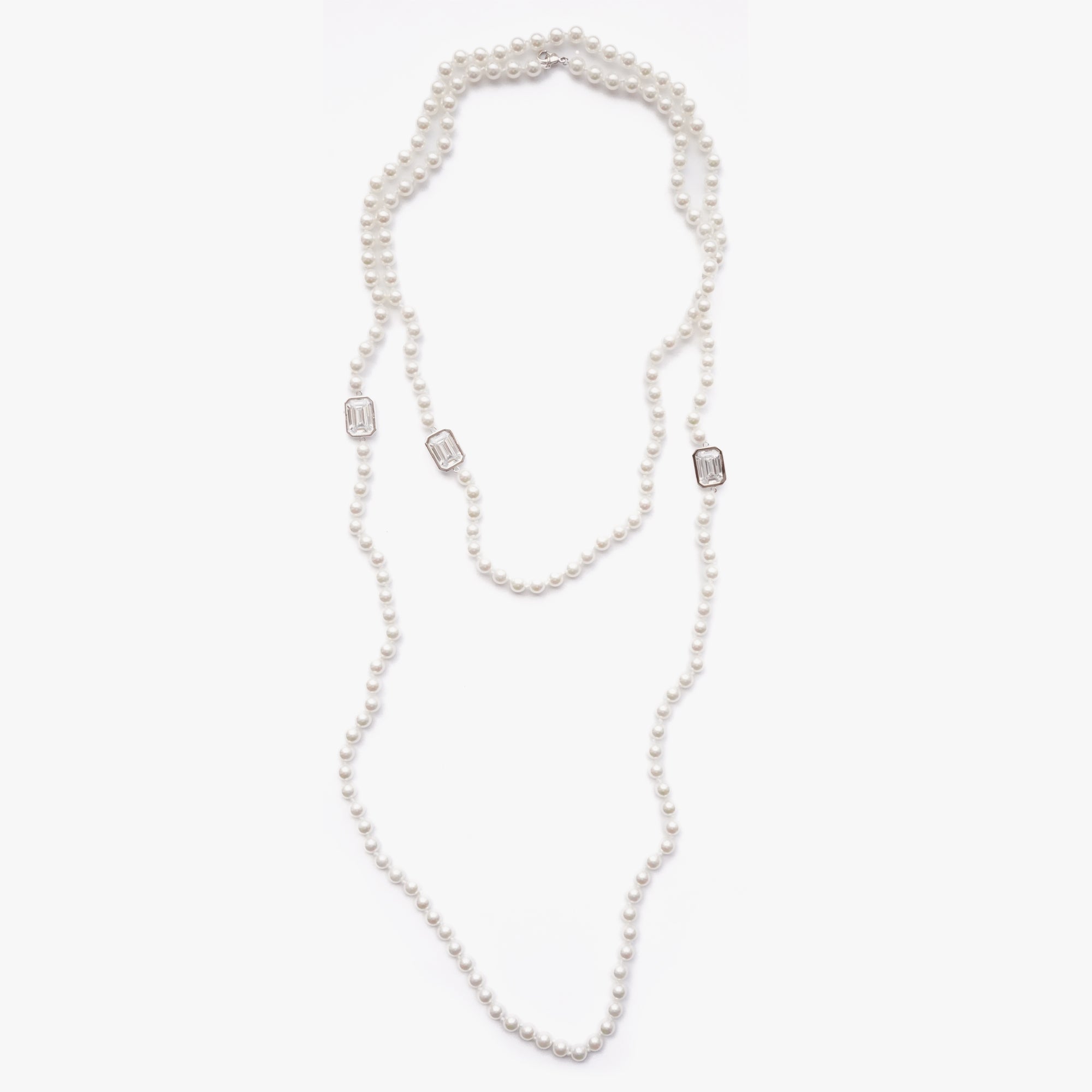 Mega pearl necklace white silver