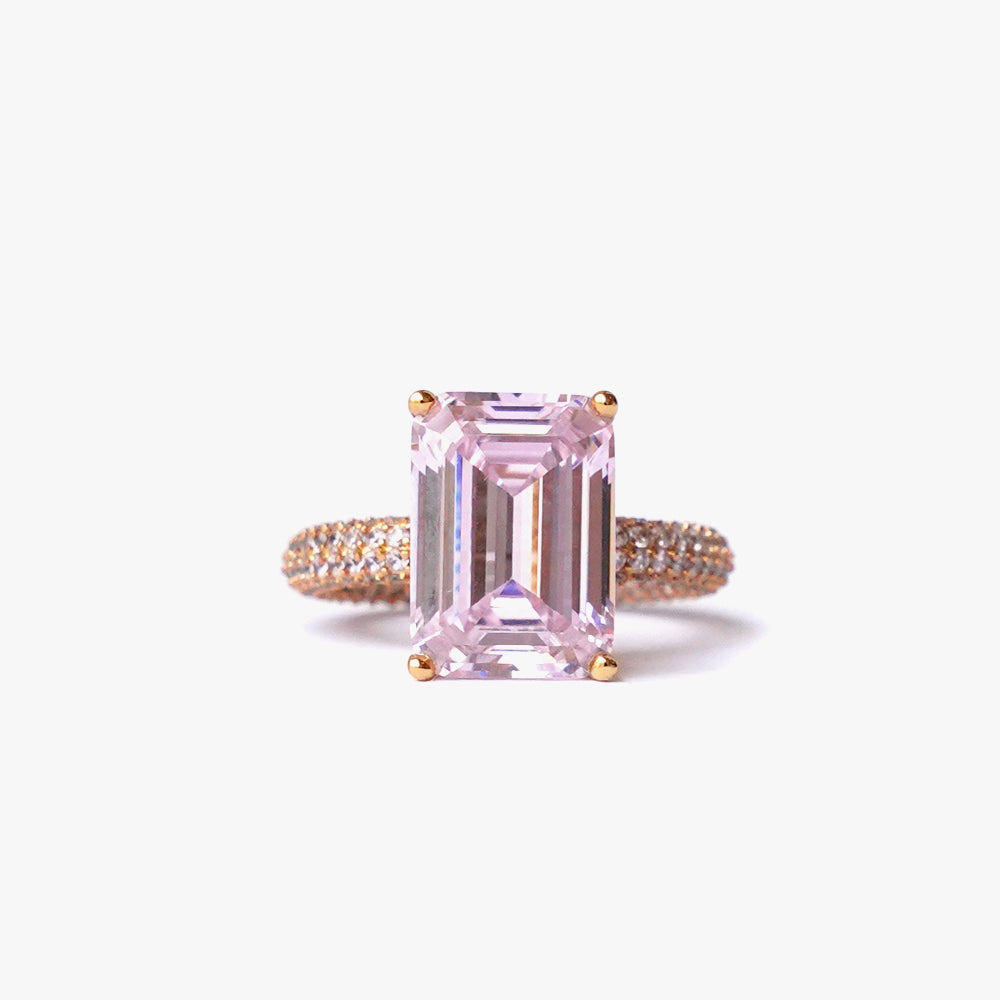 Mega rectangle ring light pink gold