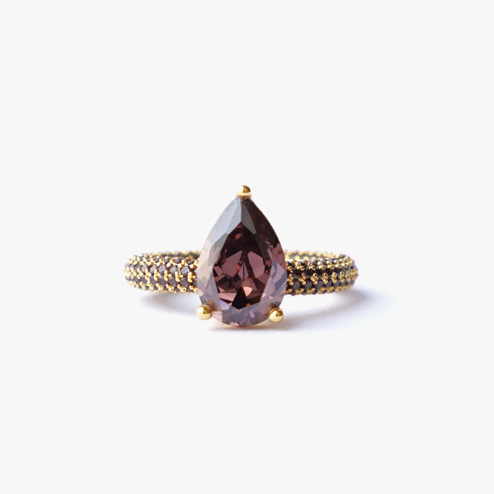 Mega drop ring brown gold