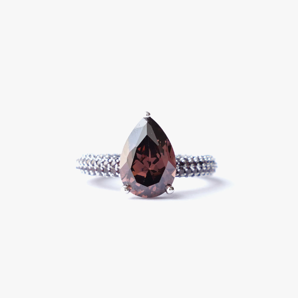 Mega drop ring brown silver