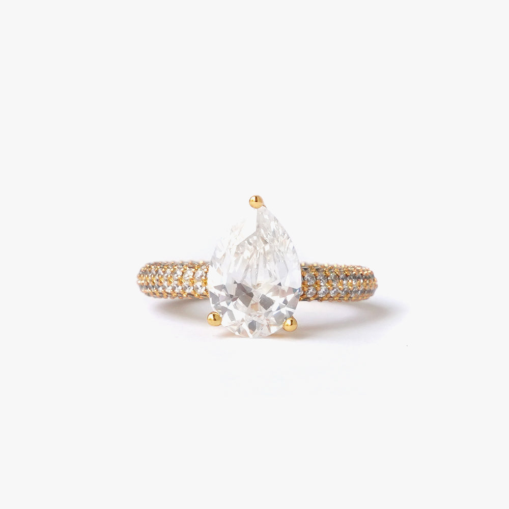 Mega drop ring white gold