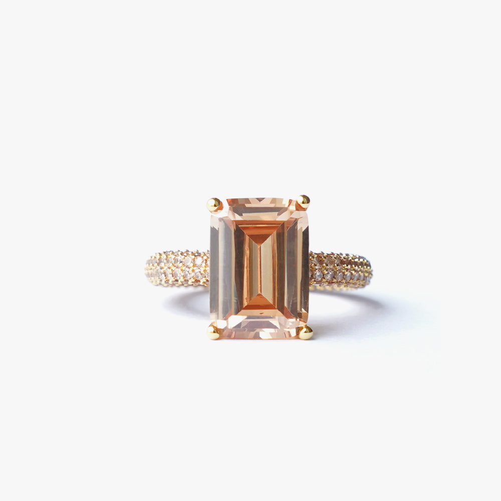 Mega rectangle ring beige gold