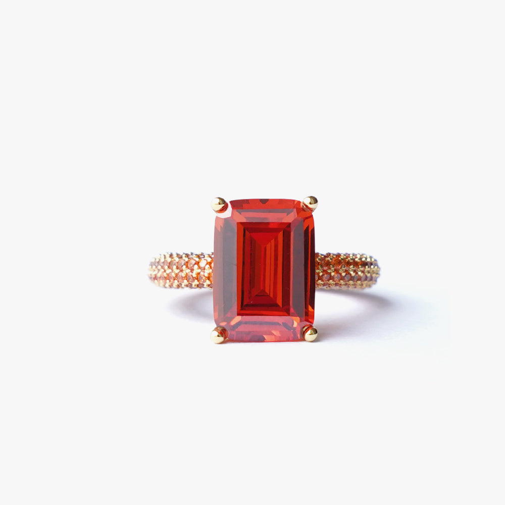 Mega rectangle ring orange gold