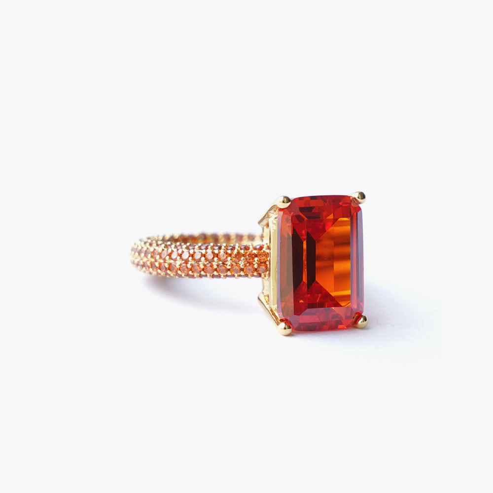 Mega rectangle ring orange gold