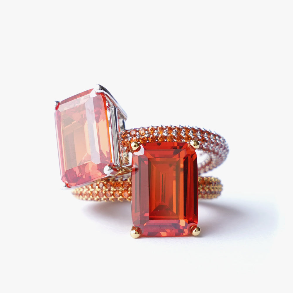 Mega rectangle ring orange gold