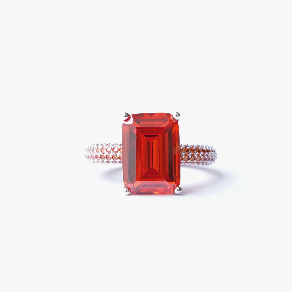 Mega rectangle ring orange silver