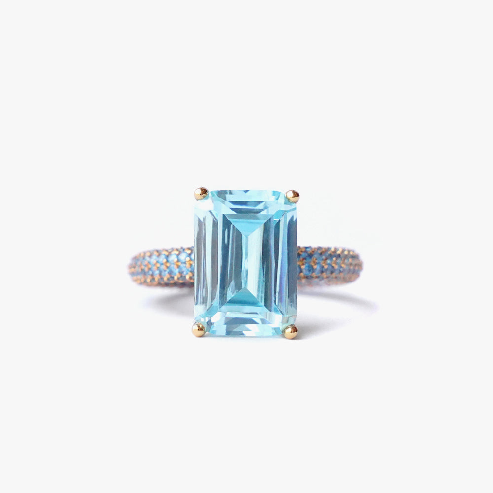 Mega rectangle ring turquoise gold