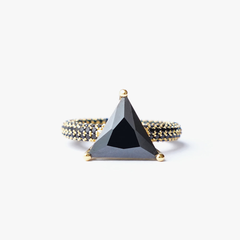 Mega triangle ring black gold