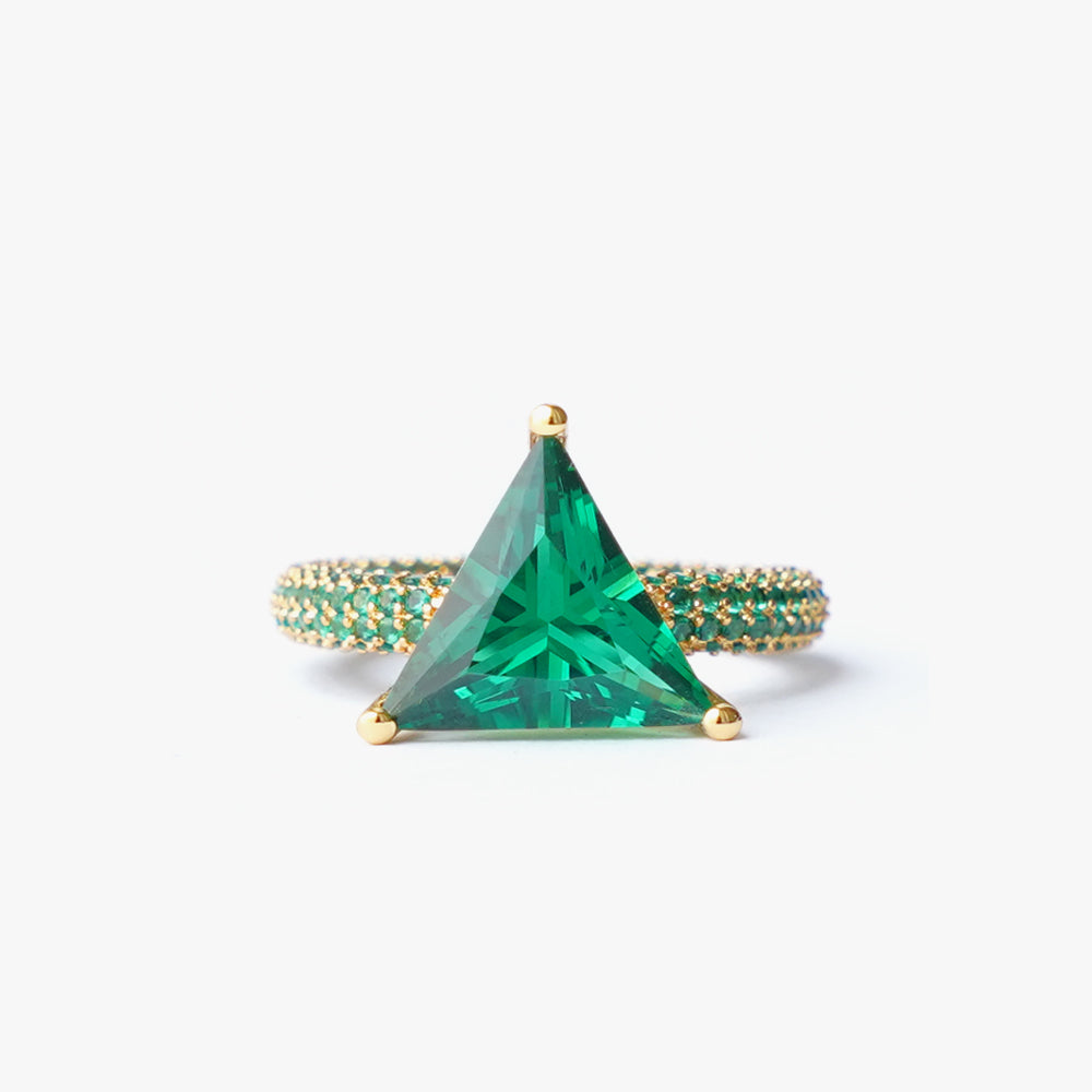 Mega triangle ring green gold