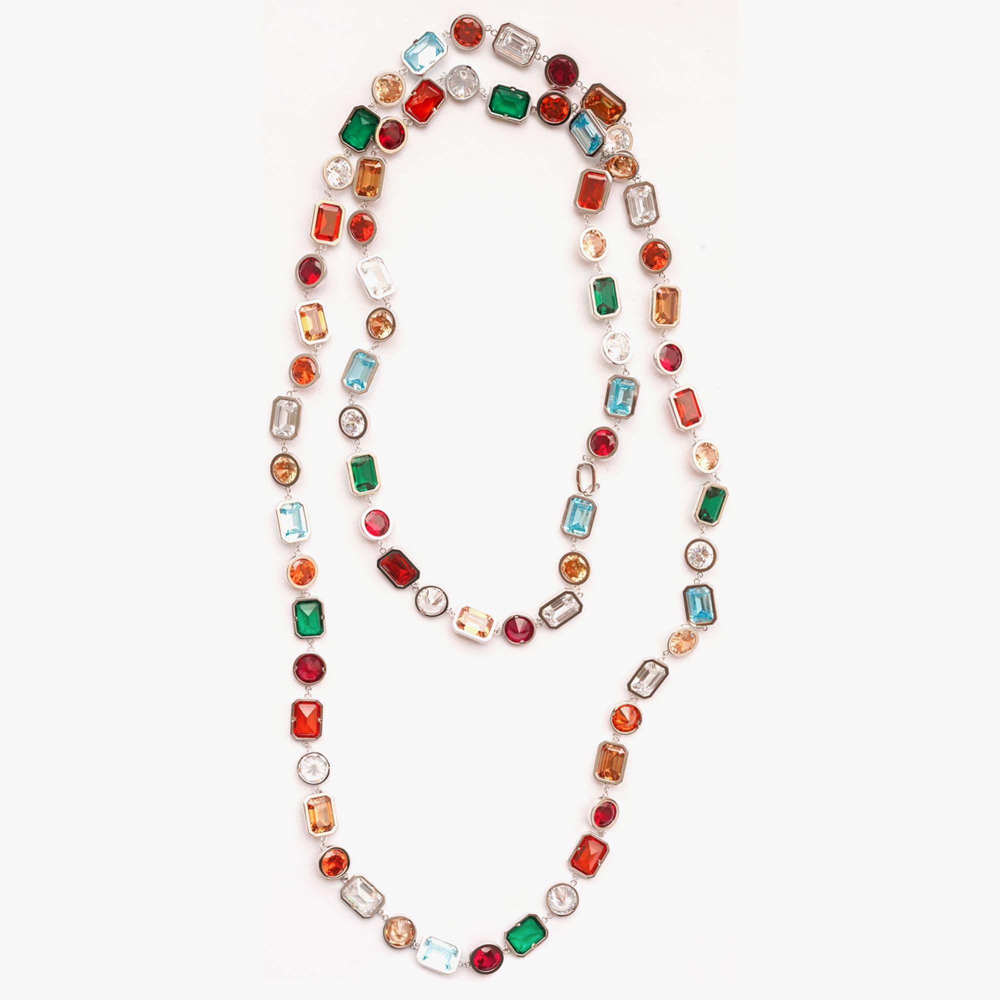 Mega necklace long multi silver