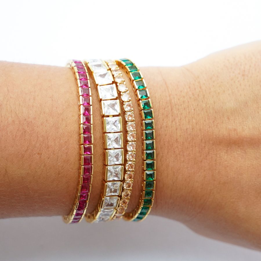 Thick square tennis bracelet white gold