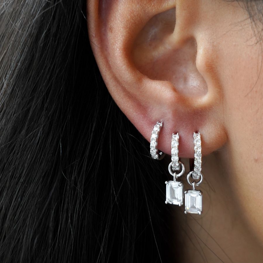 Mini hoop white silver