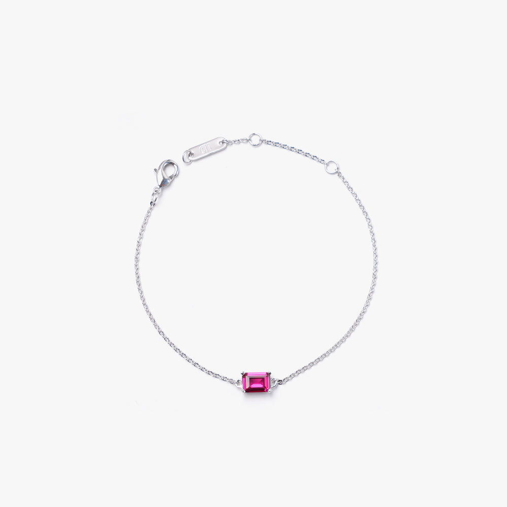 One stone bracelet pink silver